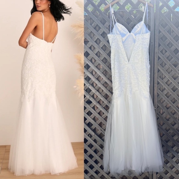 NWOT Dream Romance Beaded Tulle Trumpet Maxi Dress - Picture 3 of 14